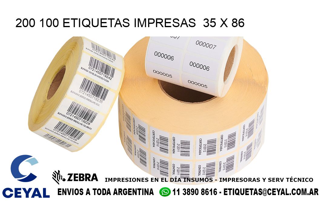 200 100 ETIQUETAS IMPRESAS  35 x 86