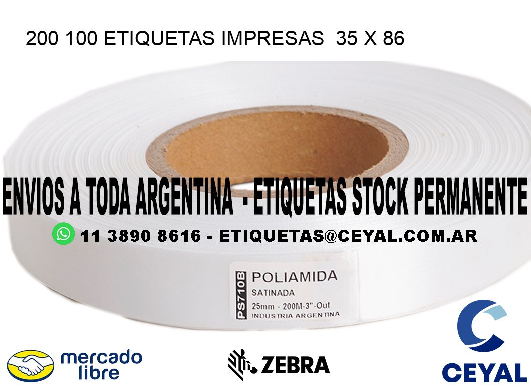 200 100 ETIQUETAS IMPRESAS  35 x 86