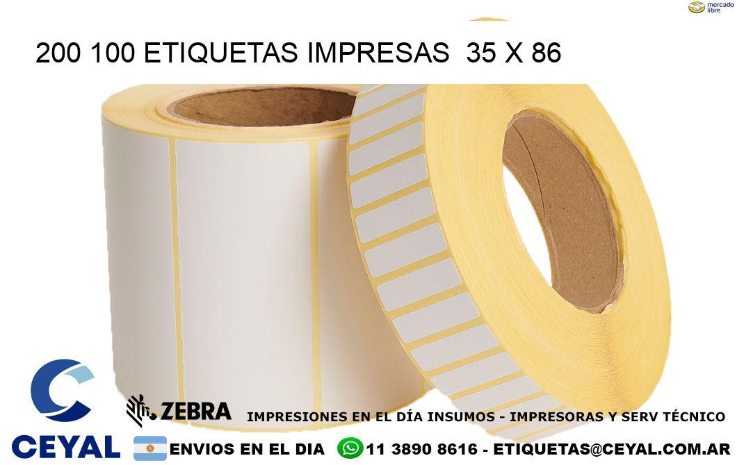 200 100 ETIQUETAS IMPRESAS  35 x 86