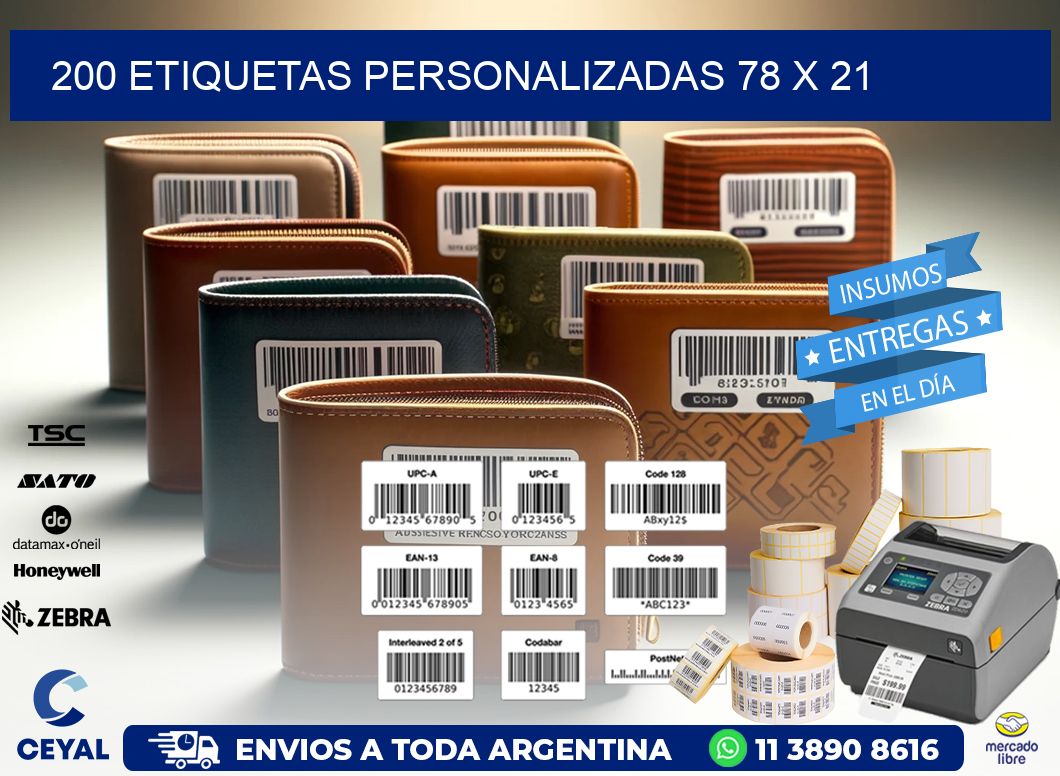 200 ETIQUETAS PERSONALIZADAS 78 x 21