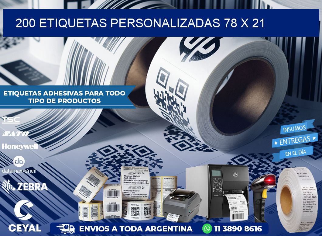 200 ETIQUETAS PERSONALIZADAS 78 x 21