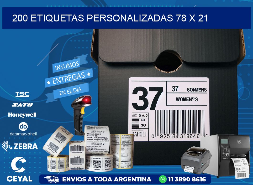 200 ETIQUETAS PERSONALIZADAS 78 x 21