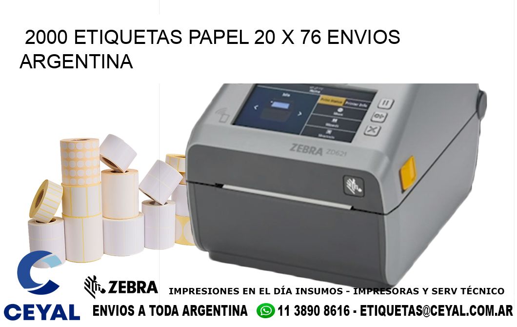 2000 ETIQUETAS PAPEL 20 x 76 ENVIOS ARGENTINA