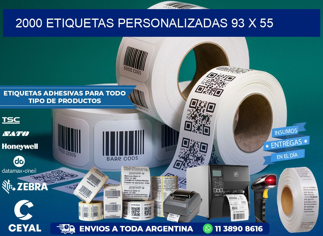 2000 ETIQUETAS PERSONALIZADAS 93 x 55