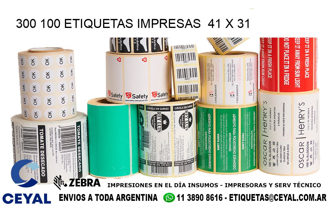 300 100 ETIQUETAS IMPRESAS  41 x 31