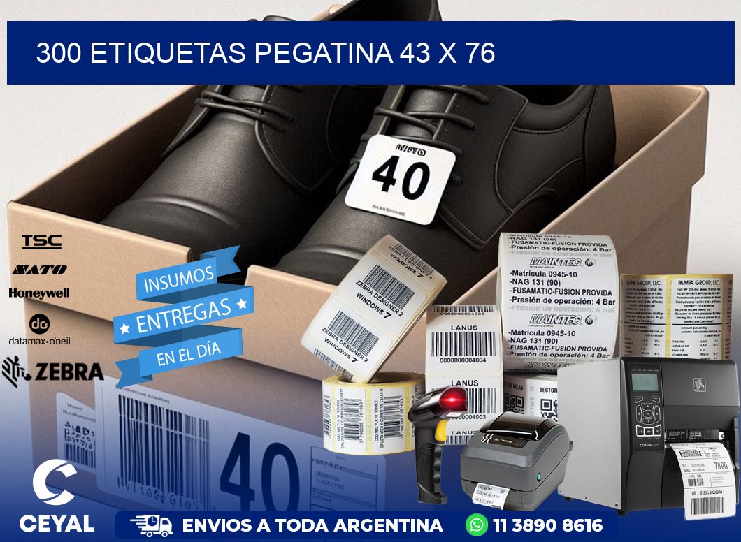 300 ETIQUETAS PEGATINA 43 x 76