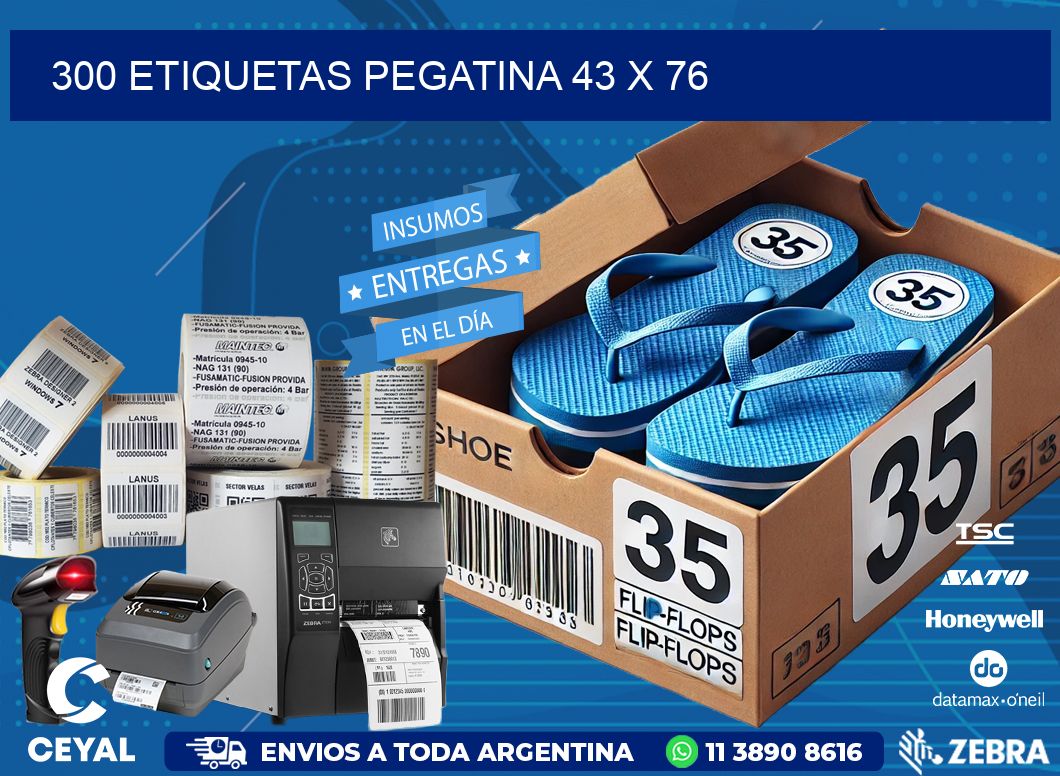 300 ETIQUETAS PEGATINA 43 x 76