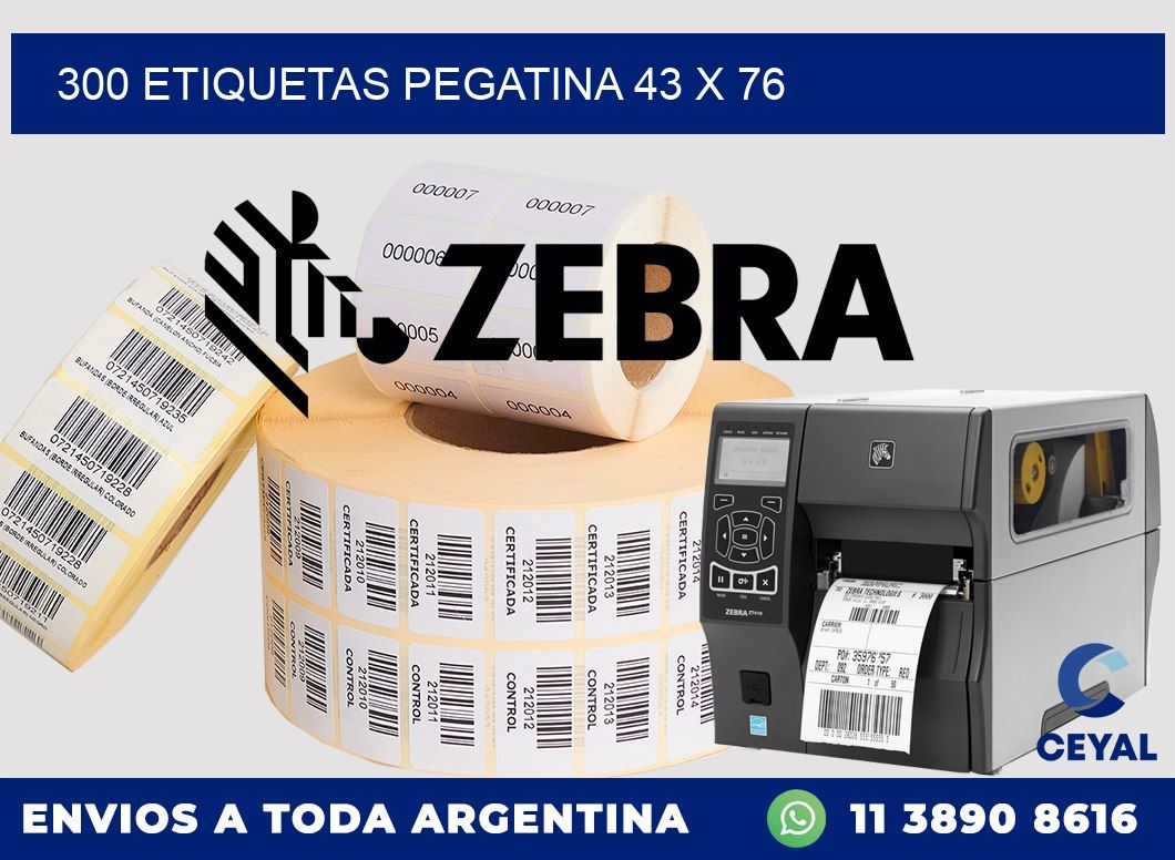 300 ETIQUETAS PEGATINA 43 x 76