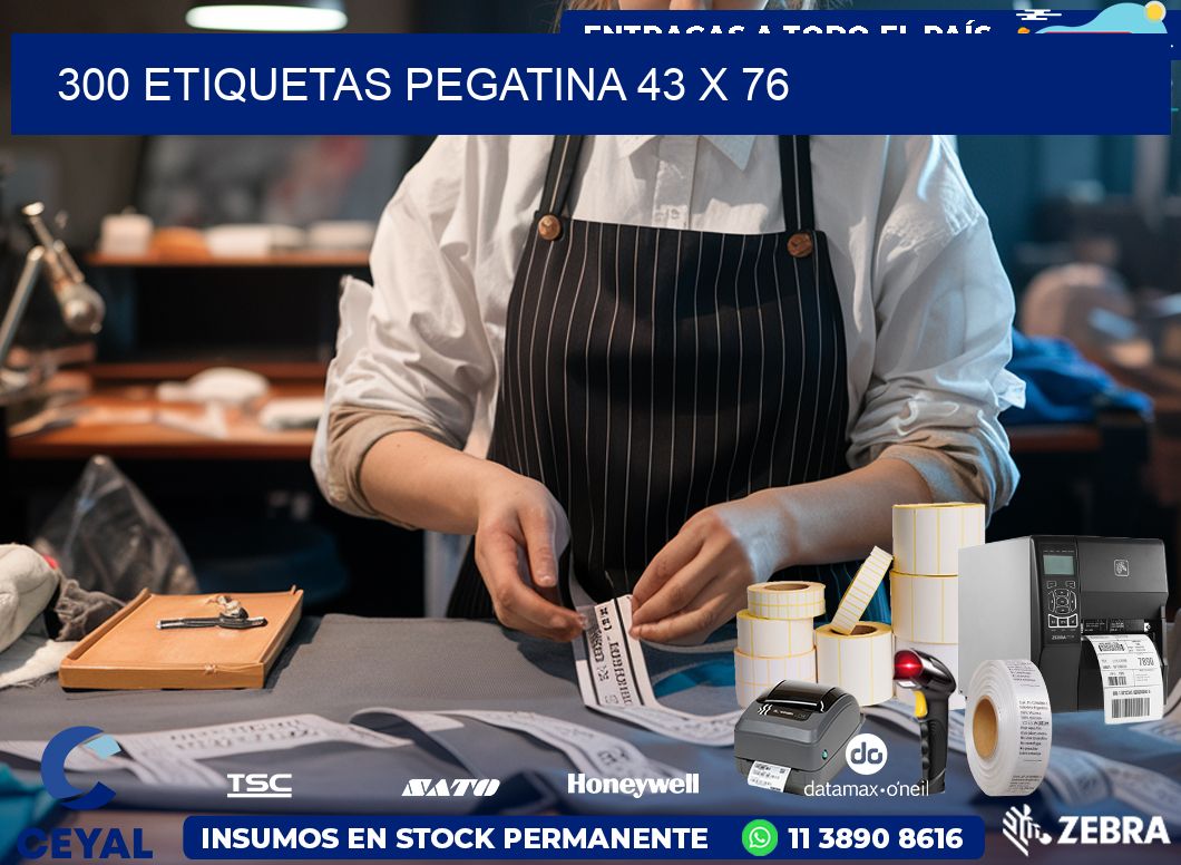 300 ETIQUETAS PEGATINA 43 x 76