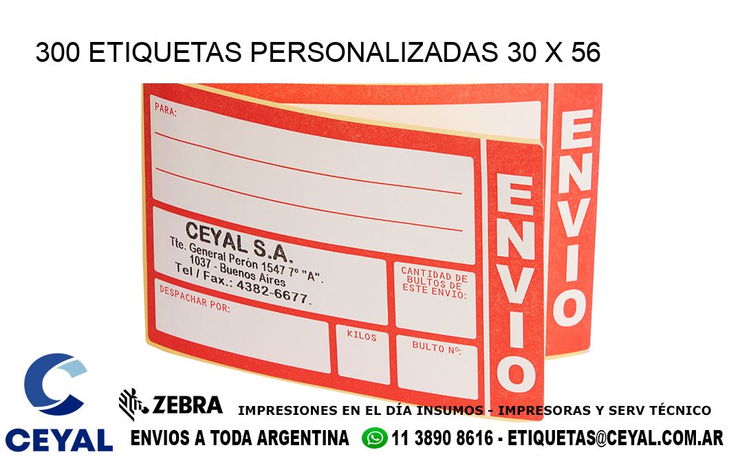 300 ETIQUETAS PERSONALIZADAS 30 x 56