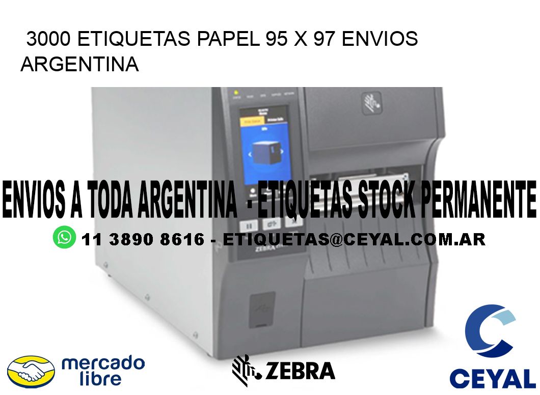 3000 ETIQUETAS PAPEL 95 x 97 ENVIOS ARGENTINA