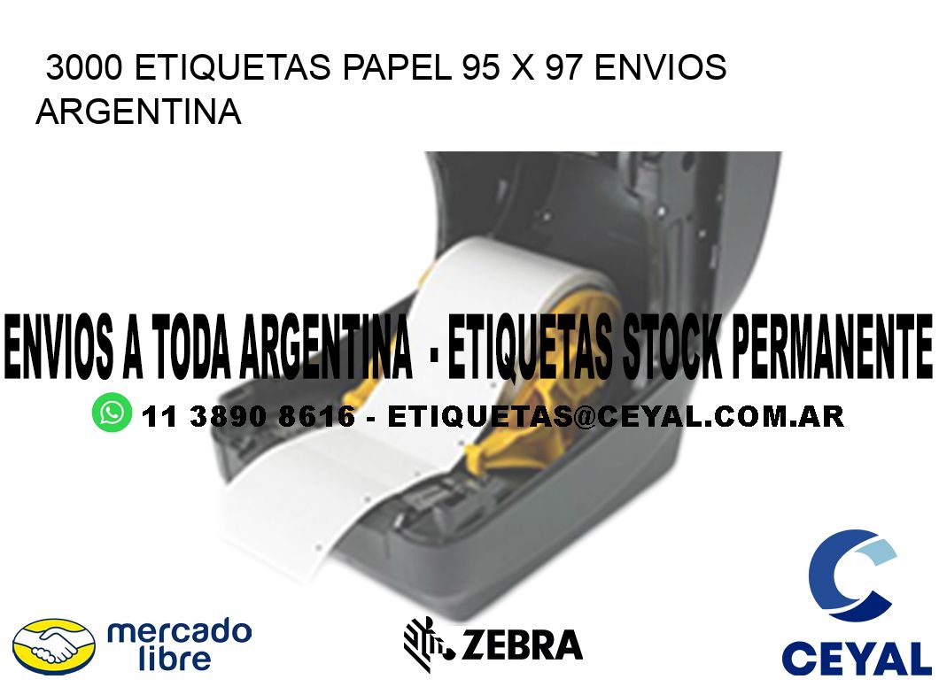 3000 ETIQUETAS PAPEL 95 x 97 ENVIOS ARGENTINA