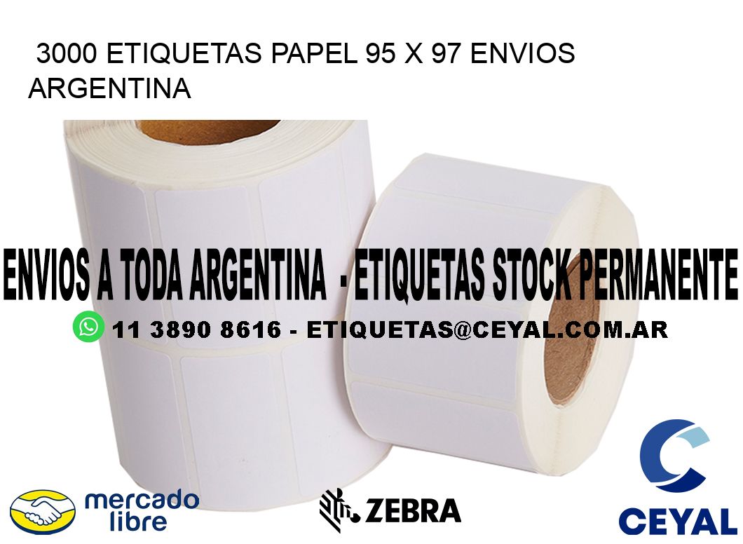 3000 ETIQUETAS PAPEL 95 x 97 ENVIOS ARGENTINA