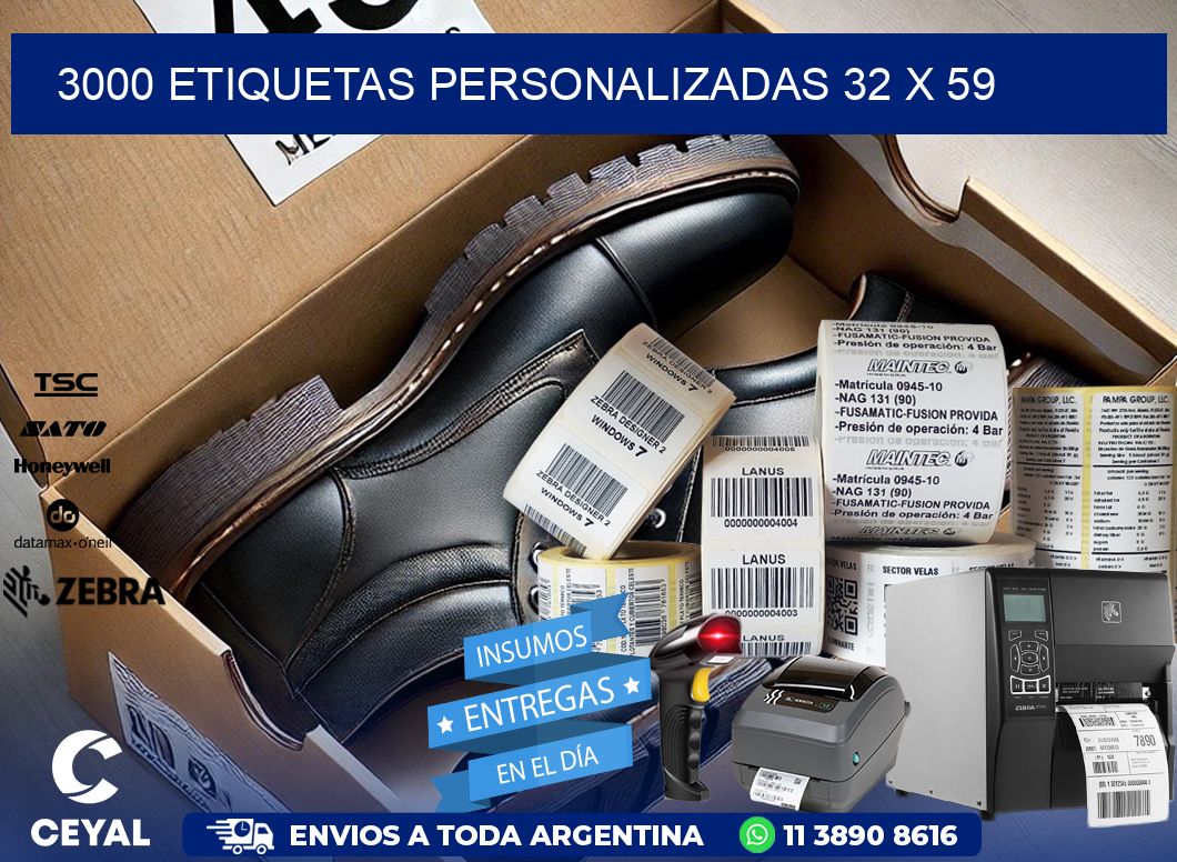 3000 ETIQUETAS PERSONALIZADAS 32 x 59