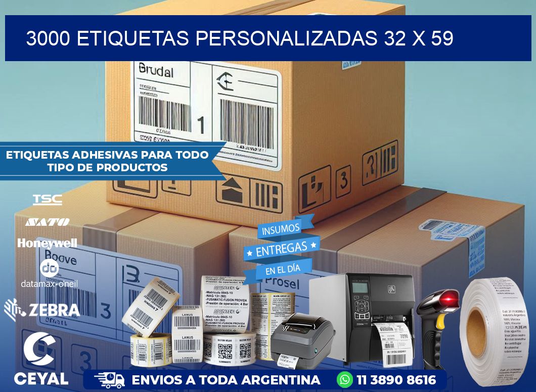 3000 ETIQUETAS PERSONALIZADAS 32 x 59