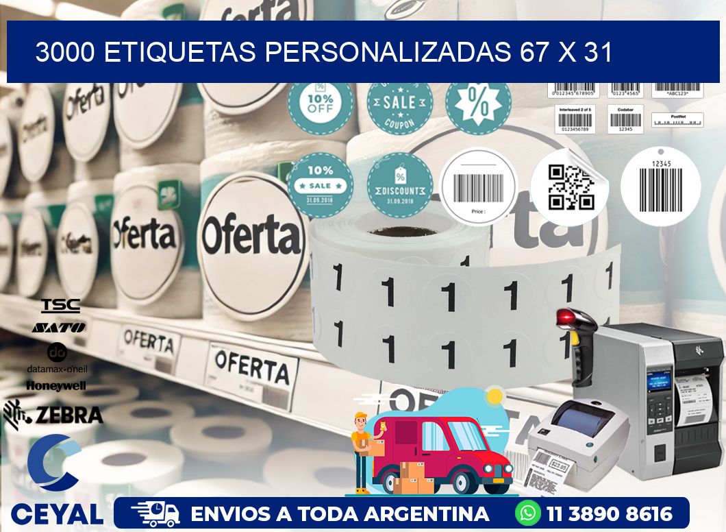 3000 ETIQUETAS PERSONALIZADAS 67 x 31