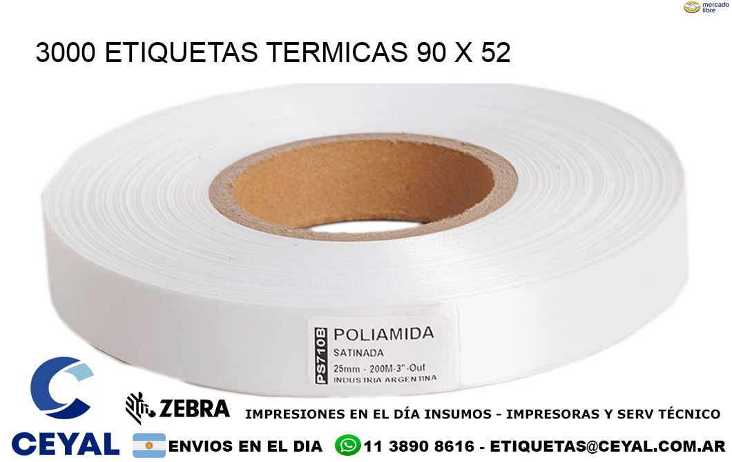 3000 ETIQUETAS TERMICAS 90 x 52