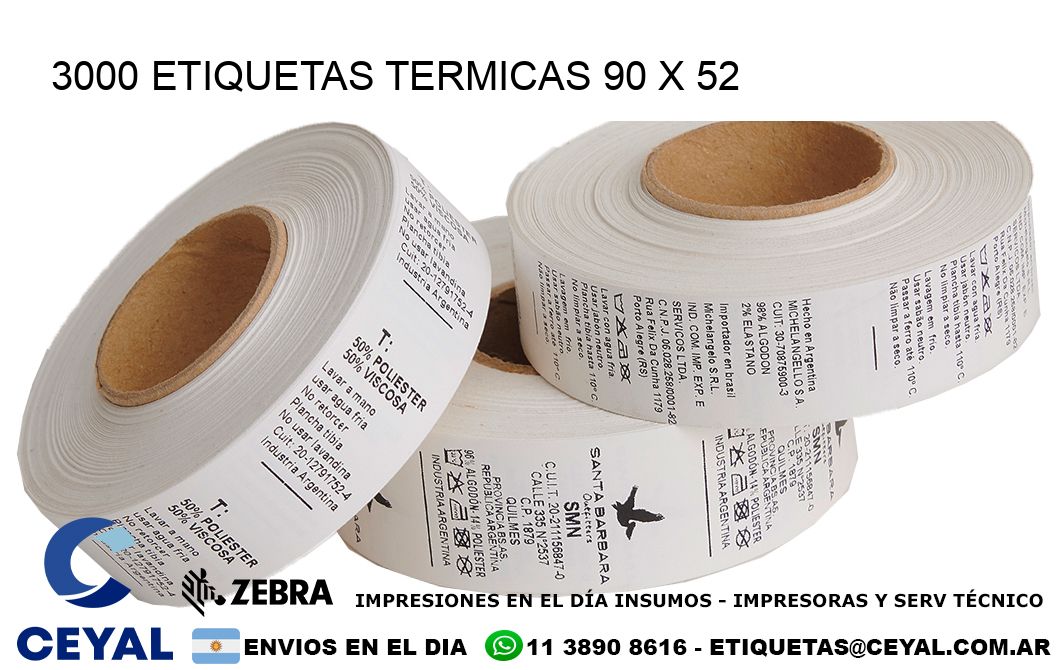 3000 ETIQUETAS TERMICAS 90 x 52