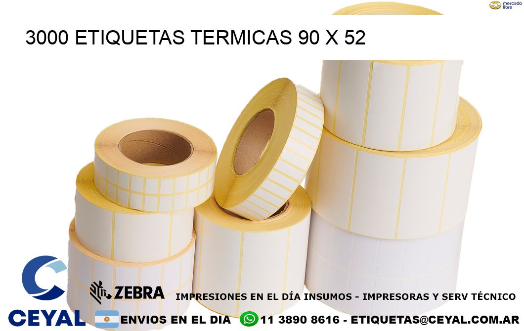 3000 ETIQUETAS TERMICAS 90 x 52