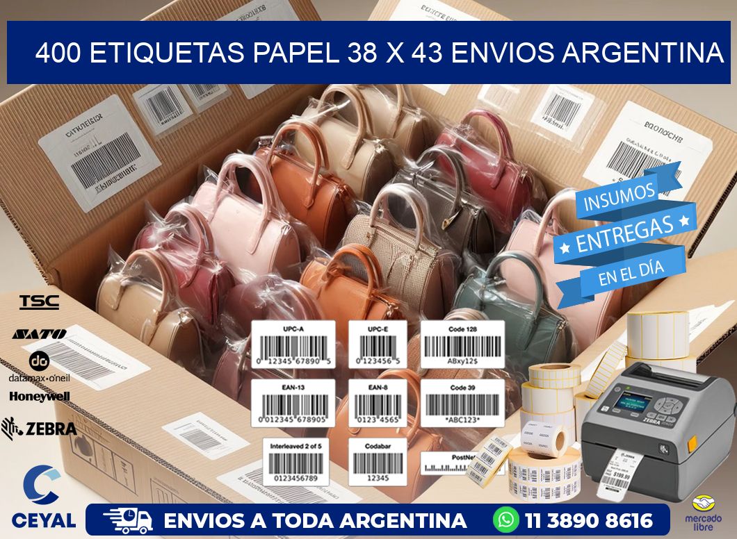 400 ETIQUETAS PAPEL 38 x 43 ENVIOS ARGENTINA