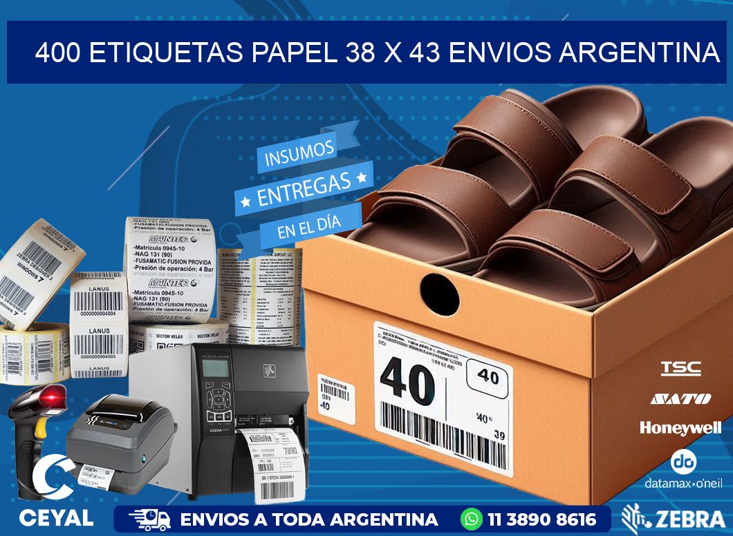 400 ETIQUETAS PAPEL 38 x 43 ENVIOS ARGENTINA