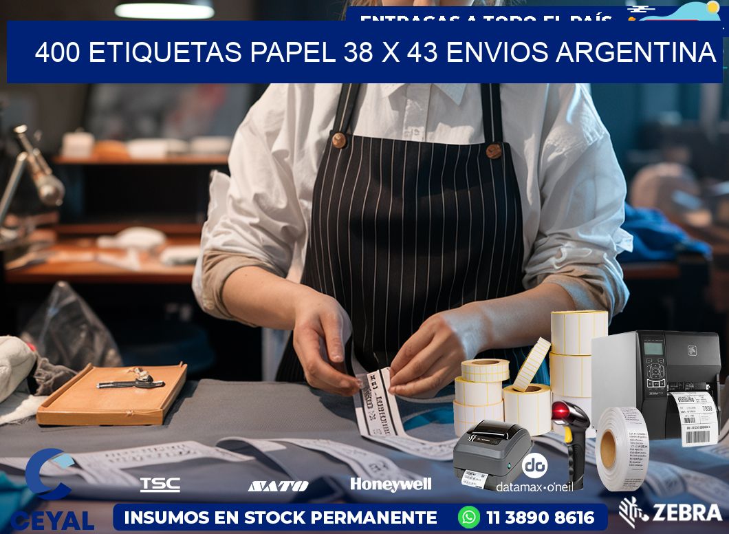 400 ETIQUETAS PAPEL 38 x 43 ENVIOS ARGENTINA