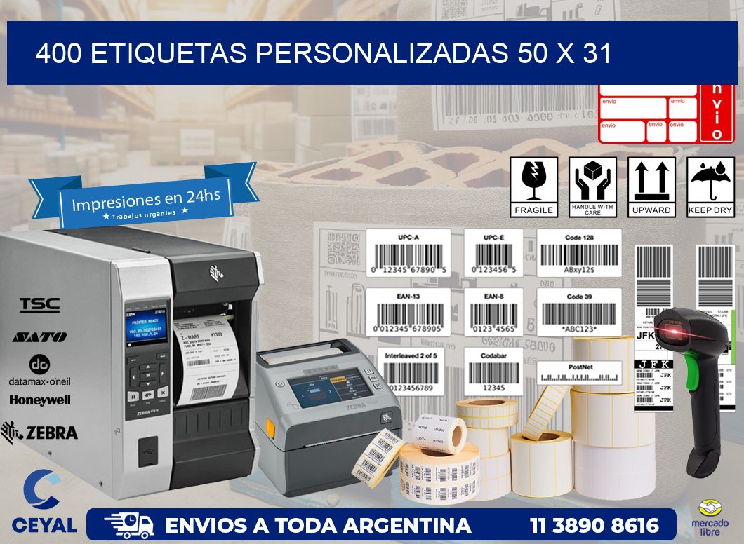 400 ETIQUETAS PERSONALIZADAS 50 x 31