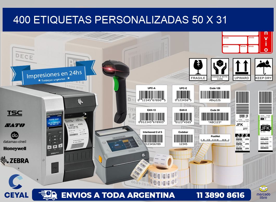 400 ETIQUETAS PERSONALIZADAS 50 x 31