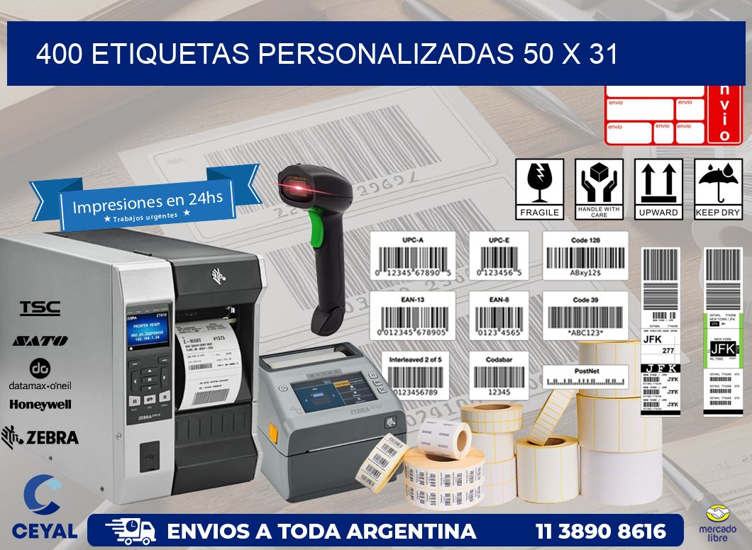 400 ETIQUETAS PERSONALIZADAS 50 x 31