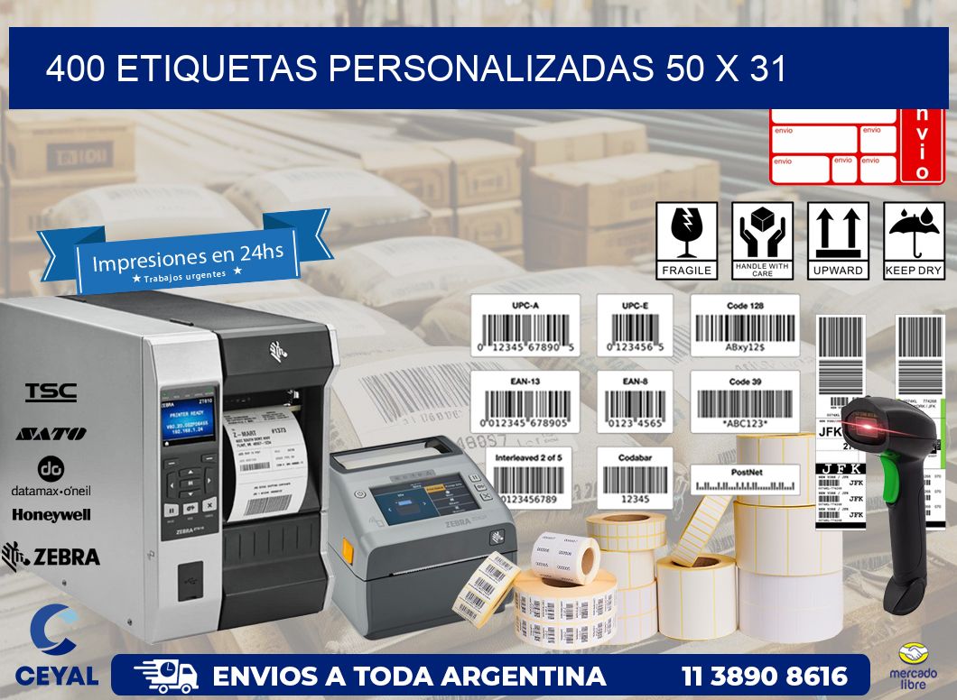 400 ETIQUETAS PERSONALIZADAS 50 x 31