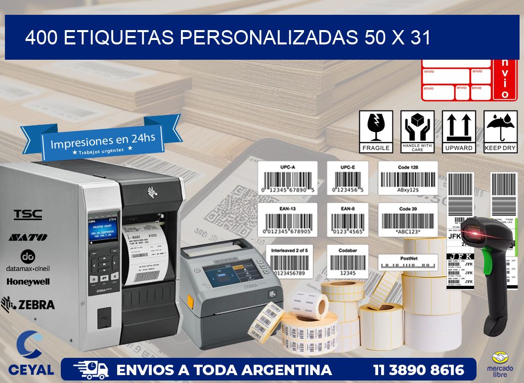 400 ETIQUETAS PERSONALIZADAS 50 x 31