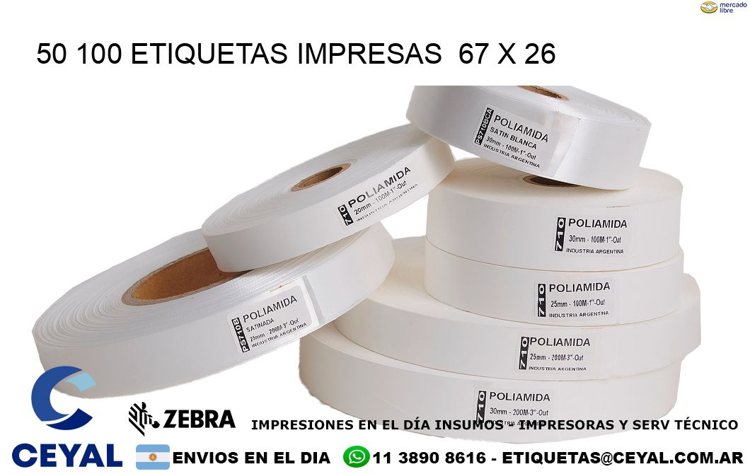 50 100 ETIQUETAS IMPRESAS  67 x 26