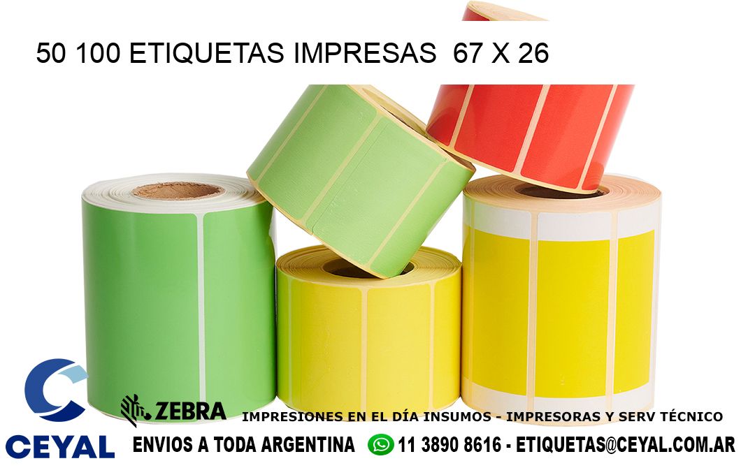 50 100 ETIQUETAS IMPRESAS  67 x 26