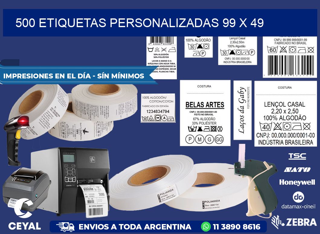 500 ETIQUETAS PERSONALIZADAS 99 x 49