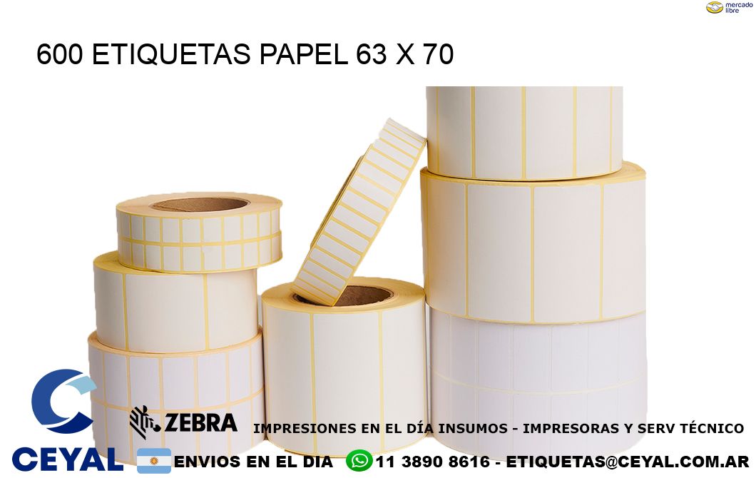 600 ETIQUETAS PAPEL 63 x 70