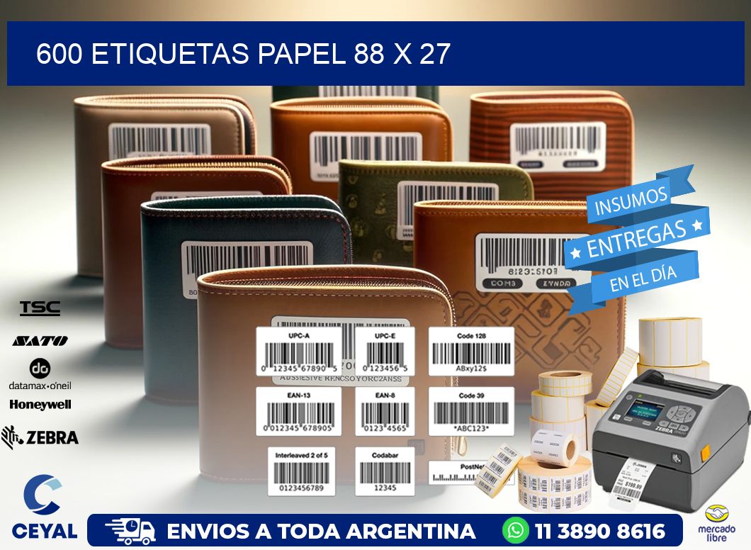 600 ETIQUETAS PAPEL 88 x 27