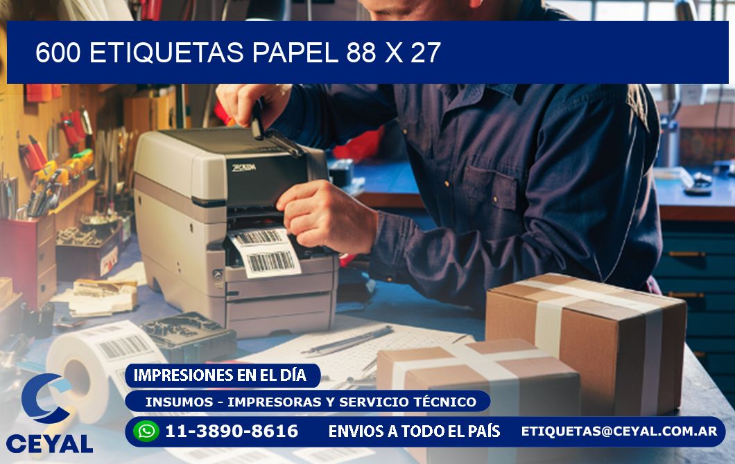 600 ETIQUETAS PAPEL 88 x 27