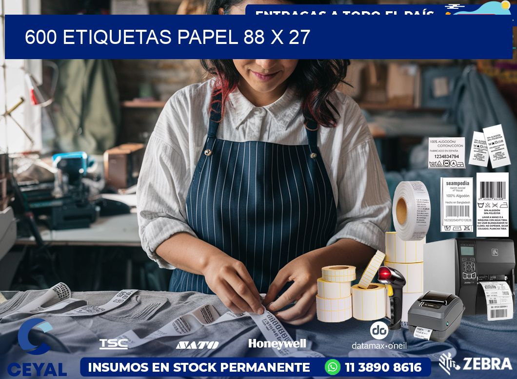 600 ETIQUETAS PAPEL 88 x 27