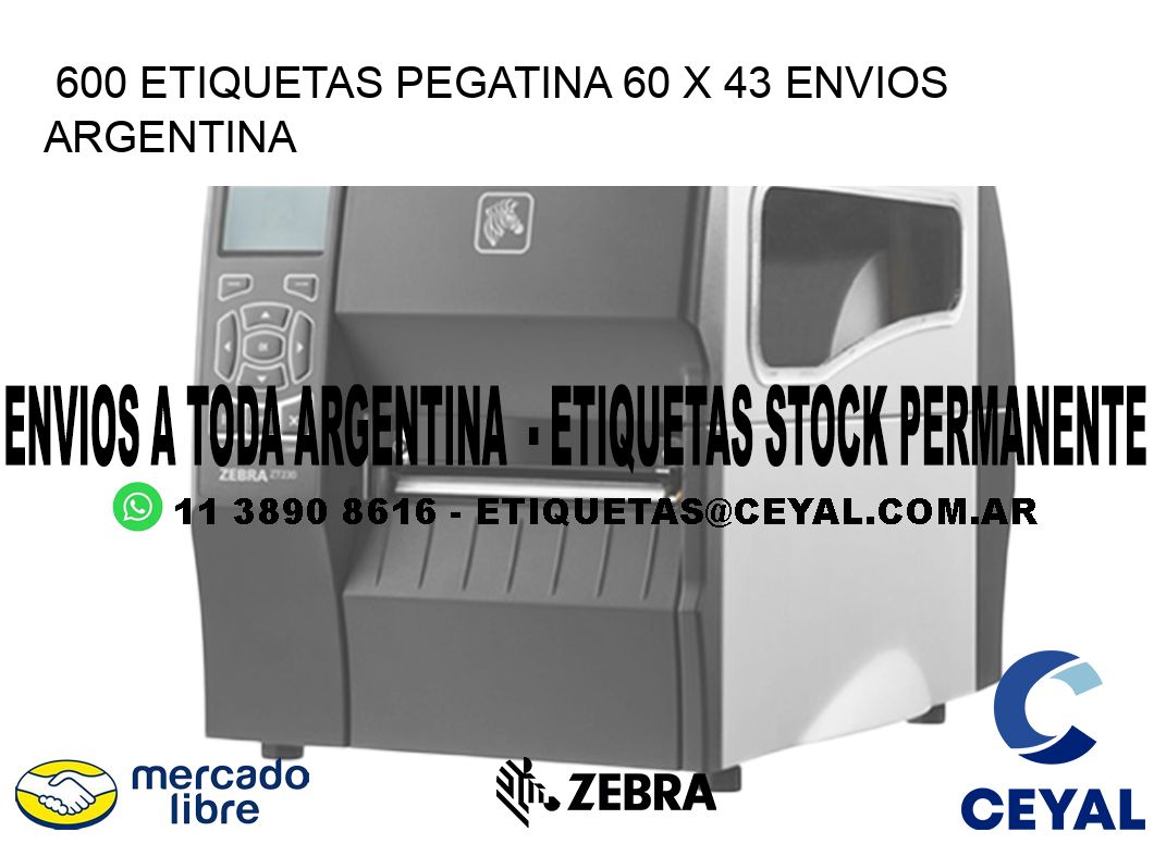 600 ETIQUETAS PEGATINA 60 x 43 ENVIOS ARGENTINA