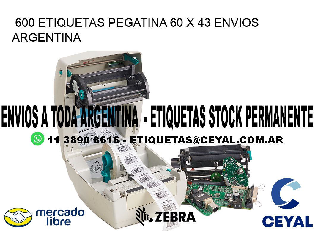 600 ETIQUETAS PEGATINA 60 x 43 ENVIOS ARGENTINA