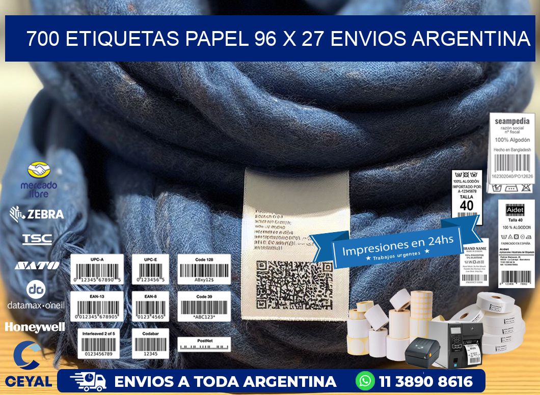 700 ETIQUETAS PAPEL 96 x 27 ENVIOS ARGENTINA