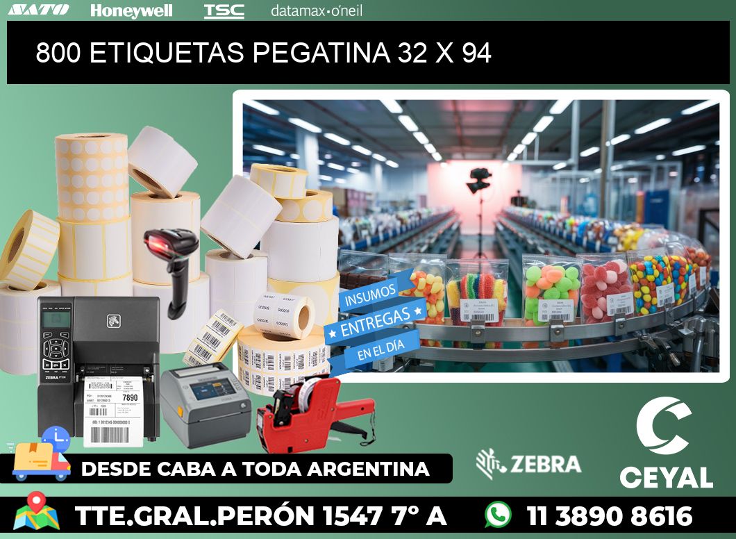 800 ETIQUETAS PEGATINA 32 x 94