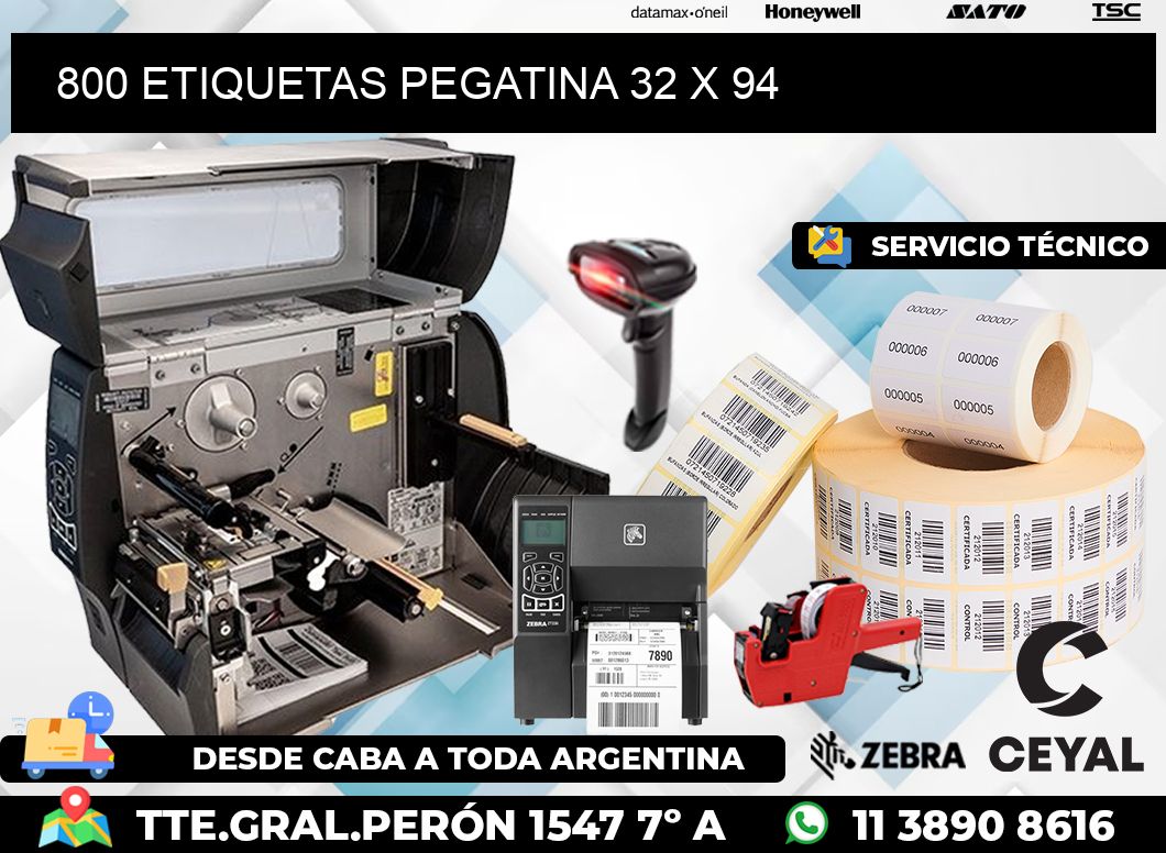 800 ETIQUETAS PEGATINA 32 x 94