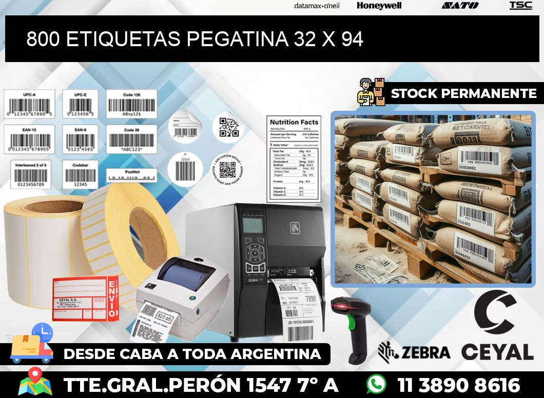 800 ETIQUETAS PEGATINA 32 x 94