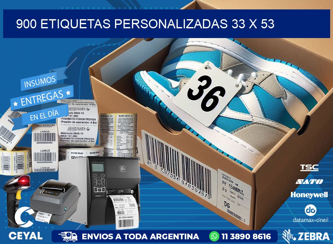 900 ETIQUETAS PERSONALIZADAS 33 x 53