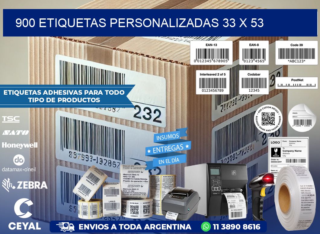 900 ETIQUETAS PERSONALIZADAS 33 x 53