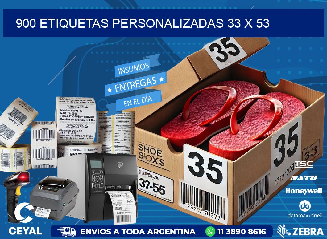 900 ETIQUETAS PERSONALIZADAS 33 x 53