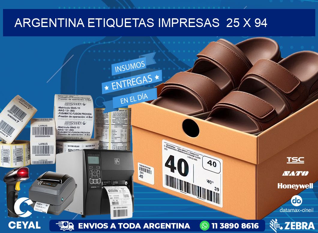 ARGENTINA ETIQUETAS IMPRESAS  25 x 94