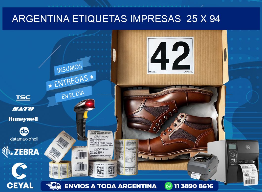 ARGENTINA ETIQUETAS IMPRESAS  25 x 94