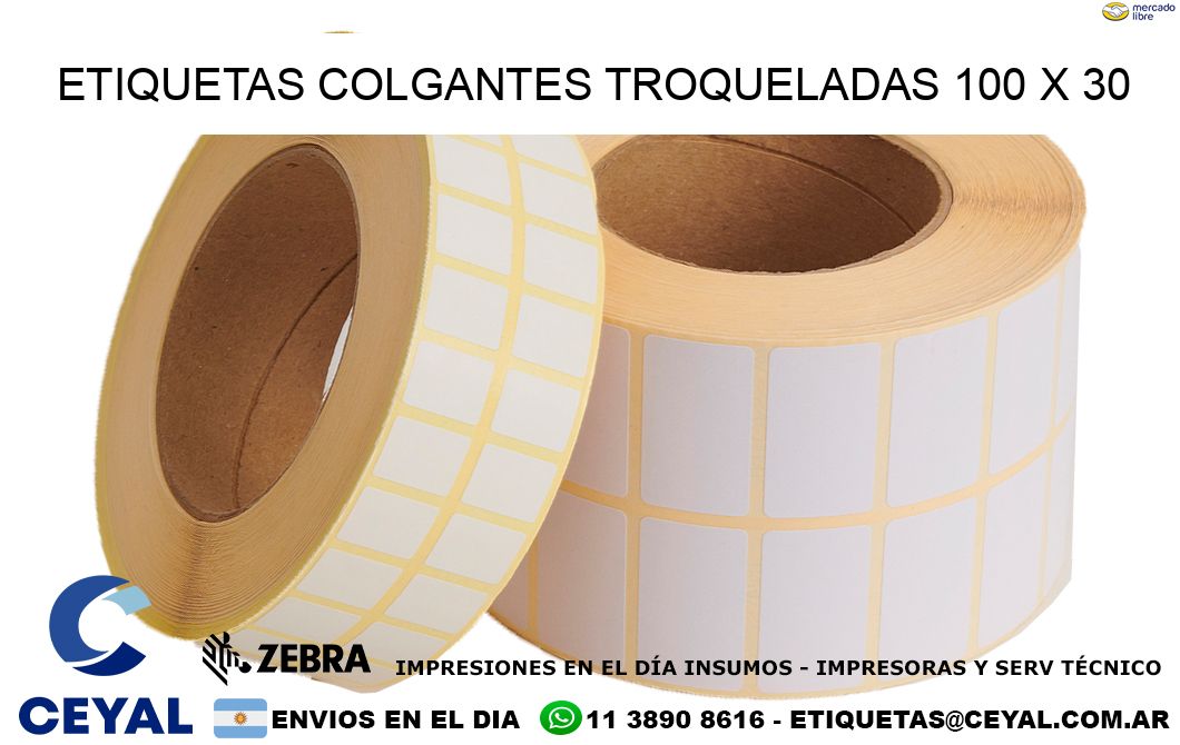 ETIQUETAS COLGANTES TROQUELADAS 100 x 30